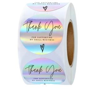 Y2 Thank You Stickers 1" Round 500ct Iridescent